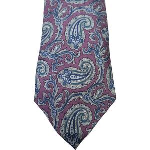 Stafford Mens 100% Silk Neck Tie Purple Paisley Retro Capsule Vintage Career